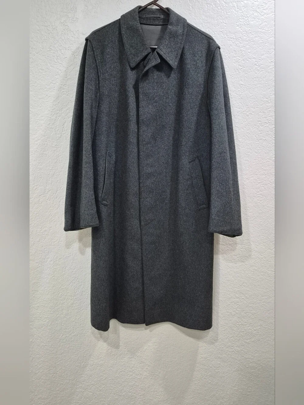 Lodenfrey Hubertus Virgin Wool Long Coat Overcoat Charcoal Grey EU 52 US 42 L